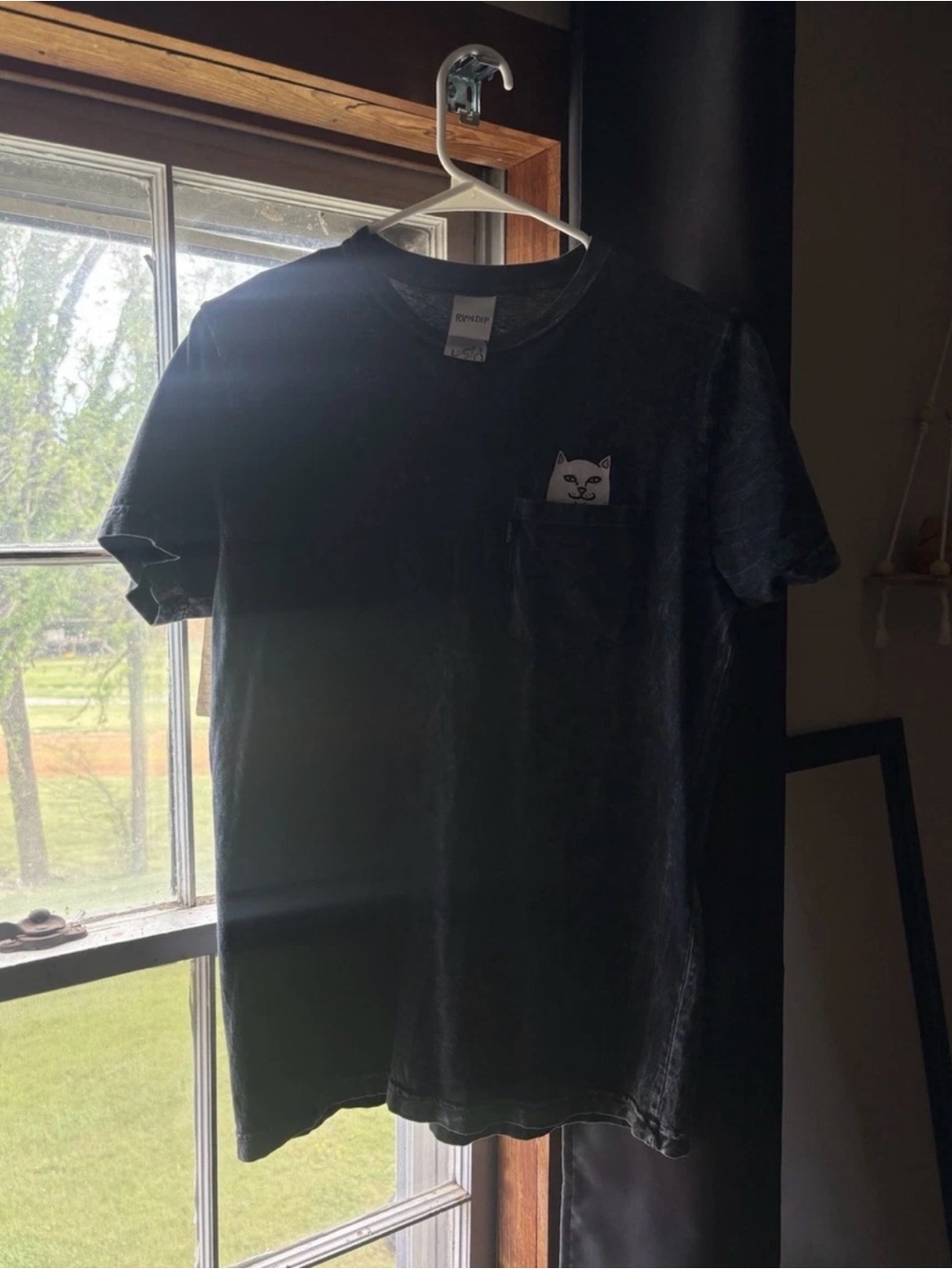 Ripndip Black Short-Sleeve Tee with Pocket Cat